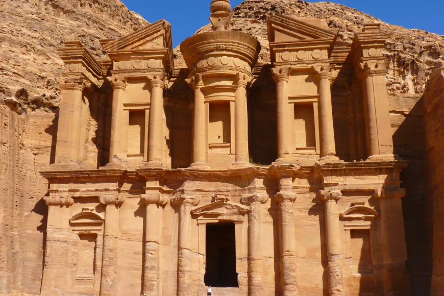 What is the name of this ancient city carved into sandstone?